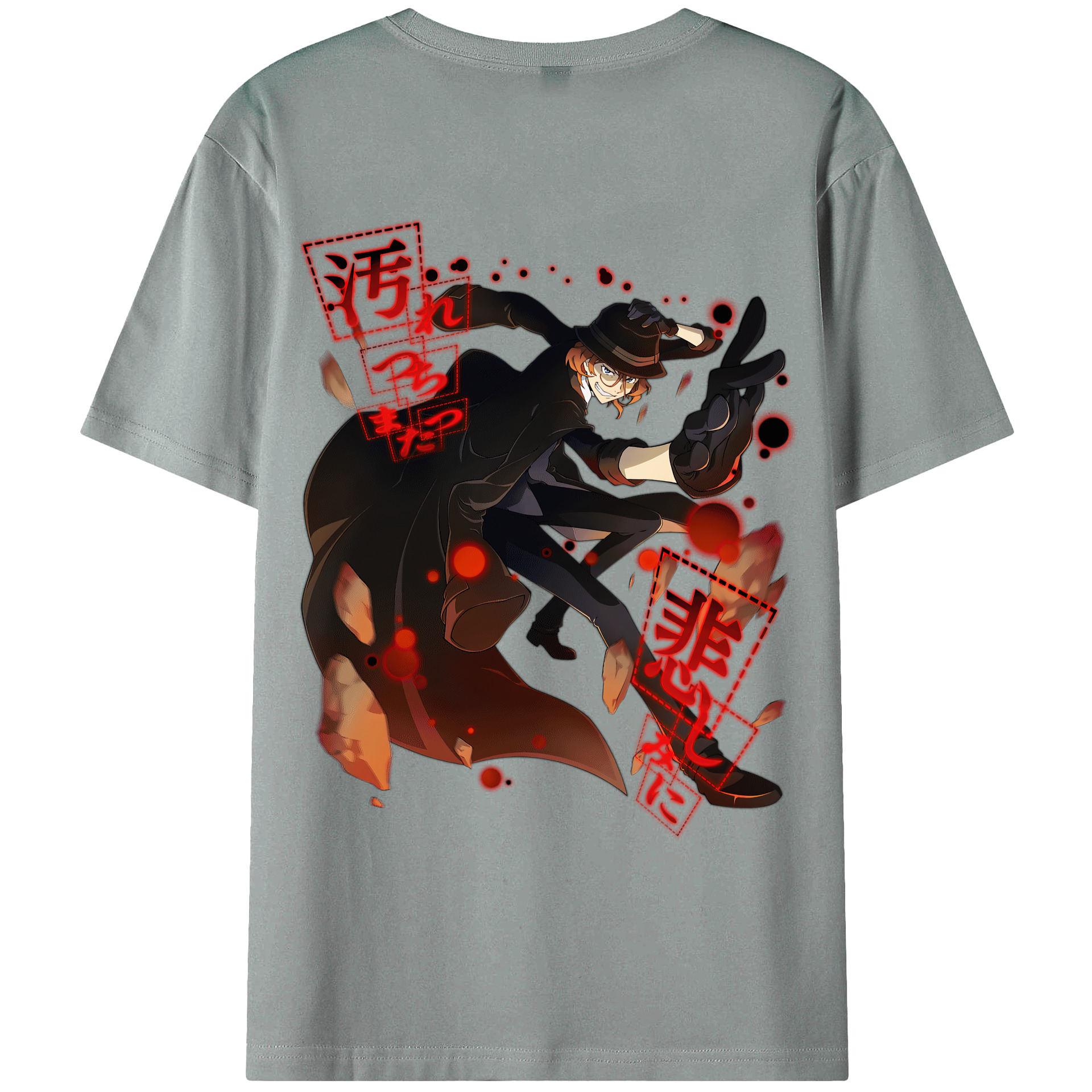 （画像用） 文豪ストレイドッグス Bungo Stray Dogs 綿100％ メンズ半袖Tシャツ（バックプリント） 通気性